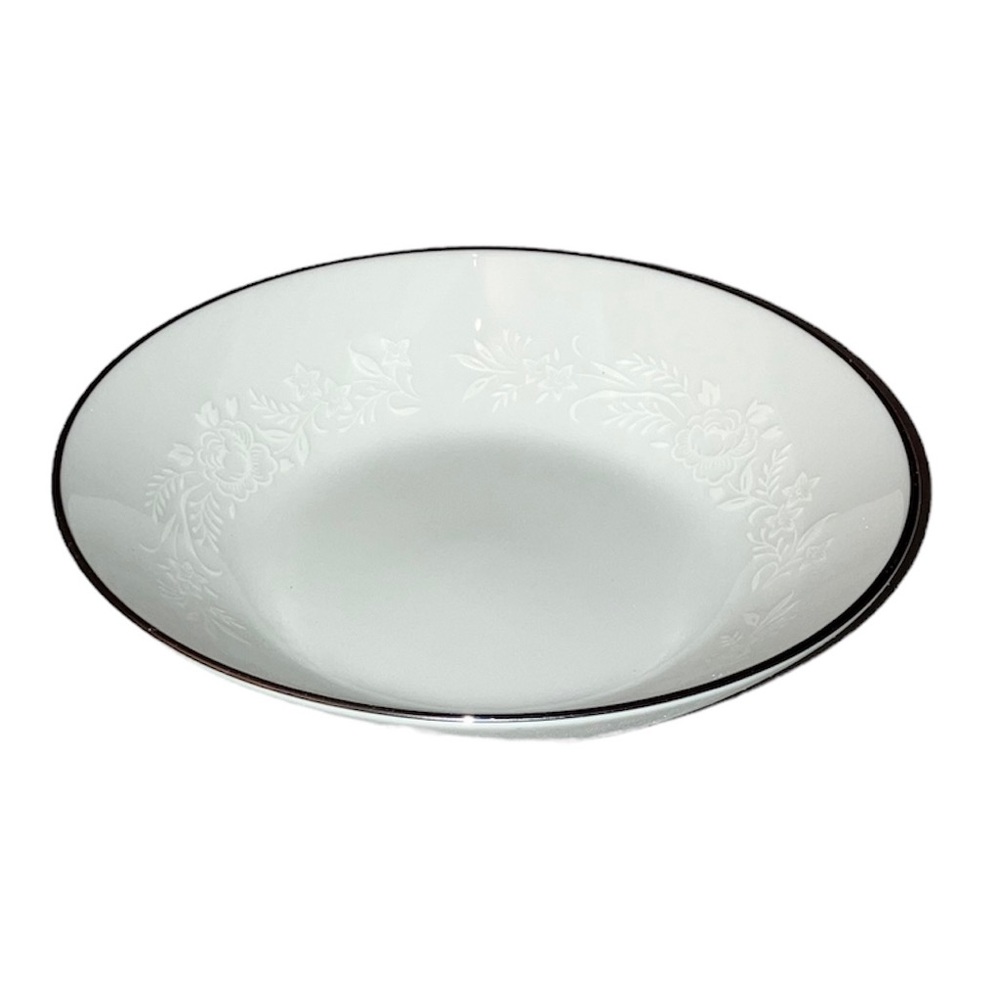 *5 for $25!* Noritake Reina 6450Q China White Floral Platinum Rim Fruit Bowl 5.5